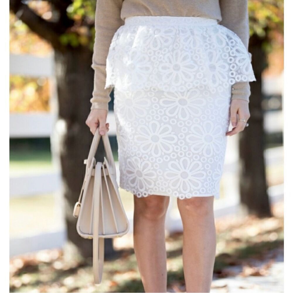 Rachel Parcell Organza Peplum Skirt White Size S‎